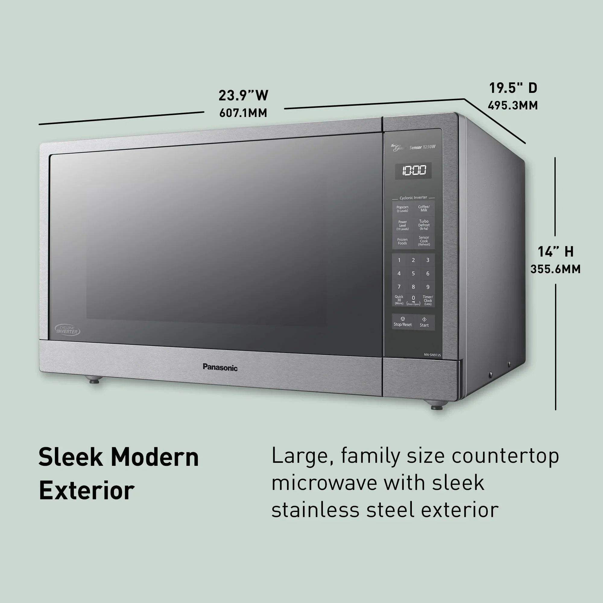 2.2 cu.ft. Cyclonic Wave Inverter Microwave, 1250W - NN-SN97JS