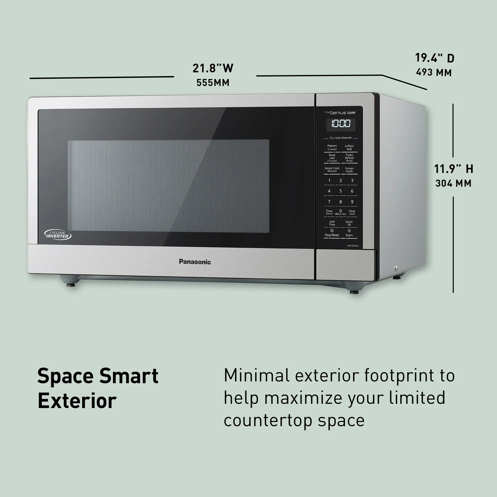 1.6 cu.ft. Cyclonic Wave Inverter Microwave, 1250W -NN-SN76LS