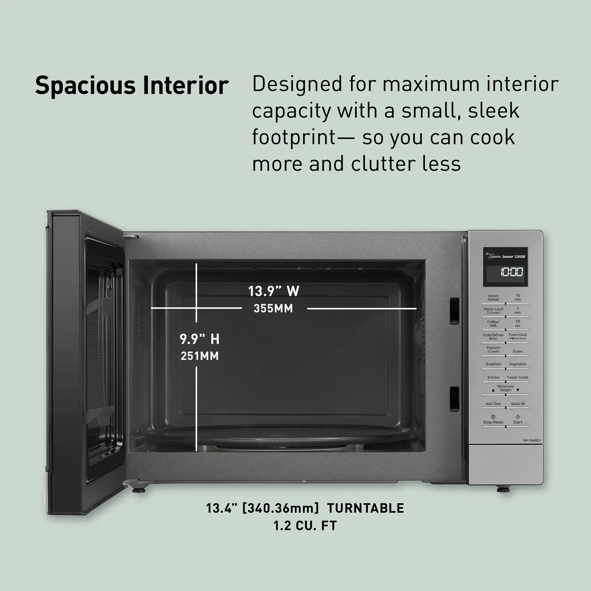 1.2 cu. ft. Inverter Microwave, 1200W - NN-SN68KS