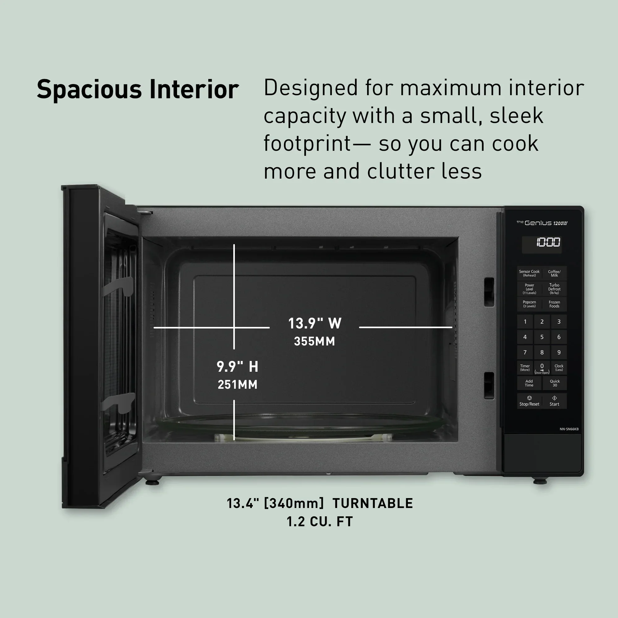 1.2 cu. ft. Genius Sensor Microwave, 1200W - NN-SN66KB