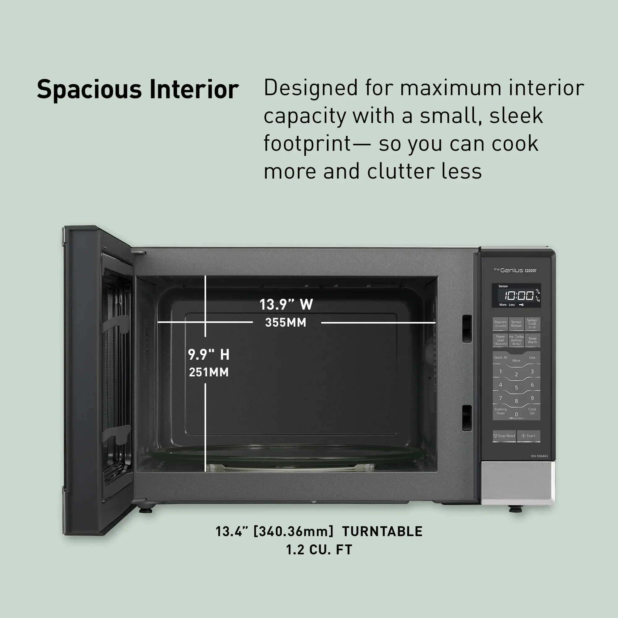 1.2 cu. ft. Inverter Microwave, 1200W - NN-SN686SR
