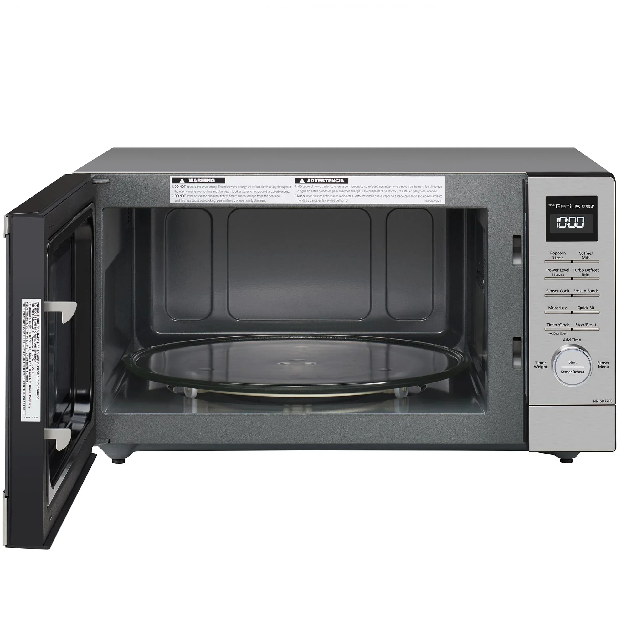 1.6 cu.ft Cyclonic Wave Inverter Microwave, 1250W - NN-SD77PS