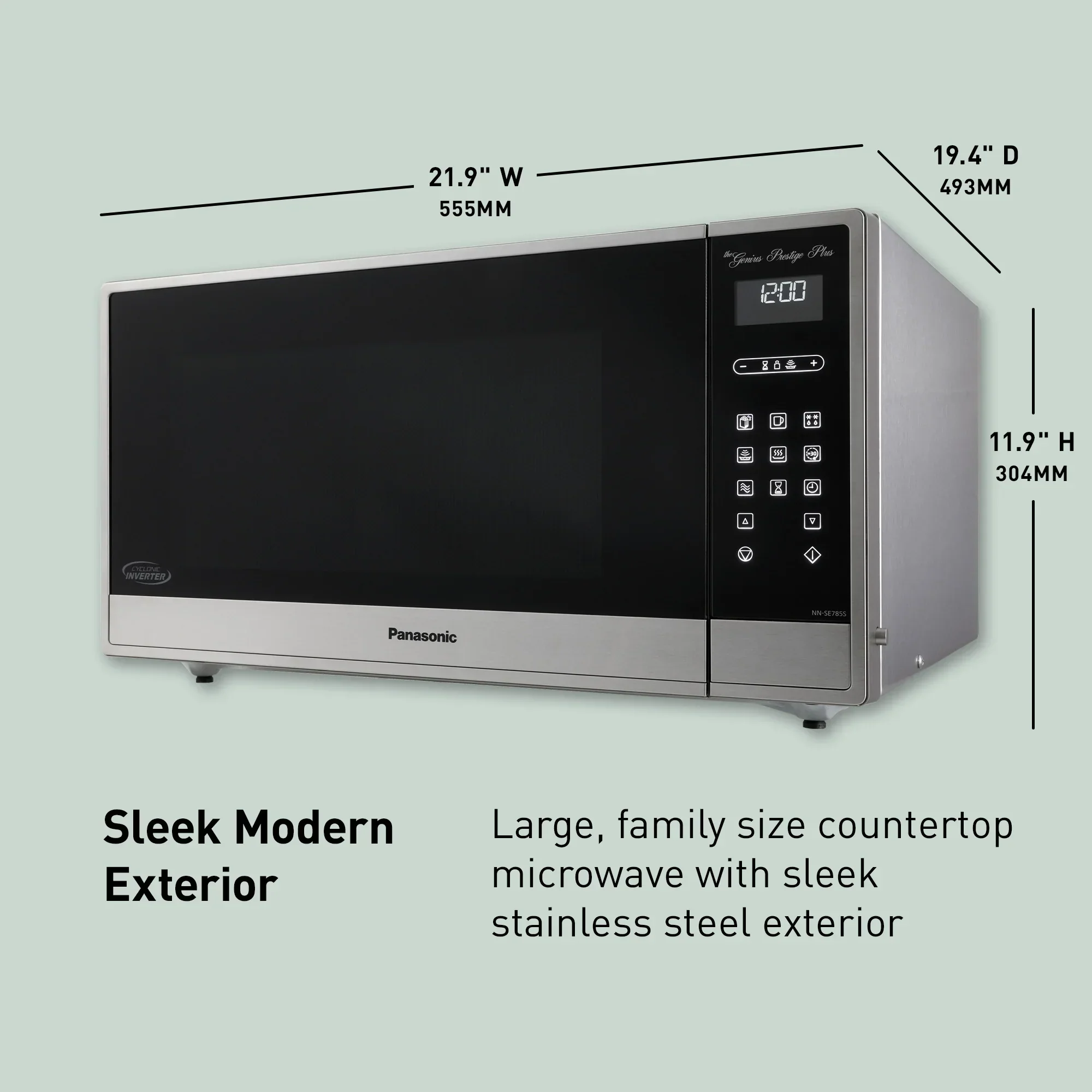 1.6 cu.ft. Cyclonic Wave Inverter Microwave, 1250W - NN-SE785S