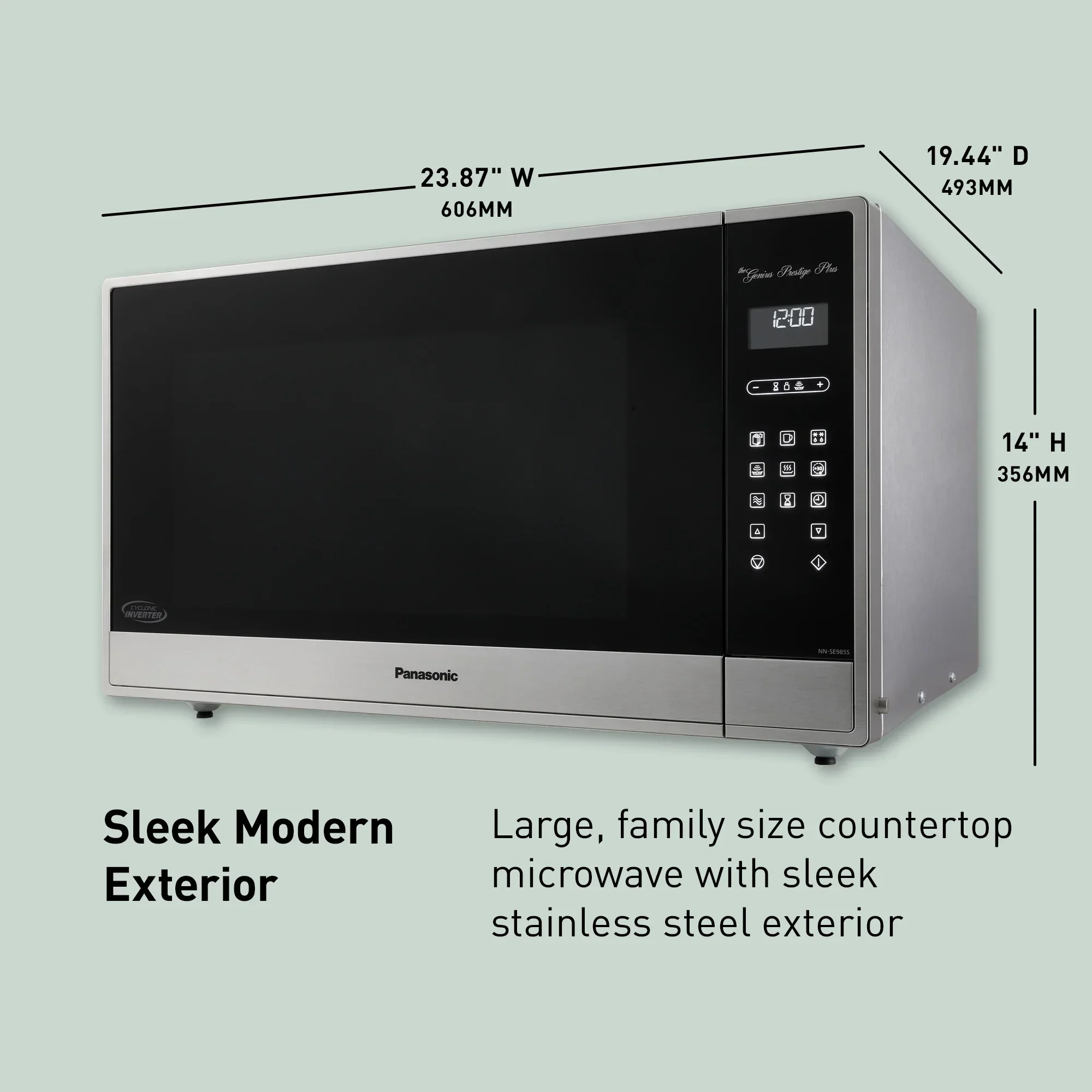 2.2 cu.ft. Cyclonic Wave Inverter Microwave, 1250W - NN-SE985S