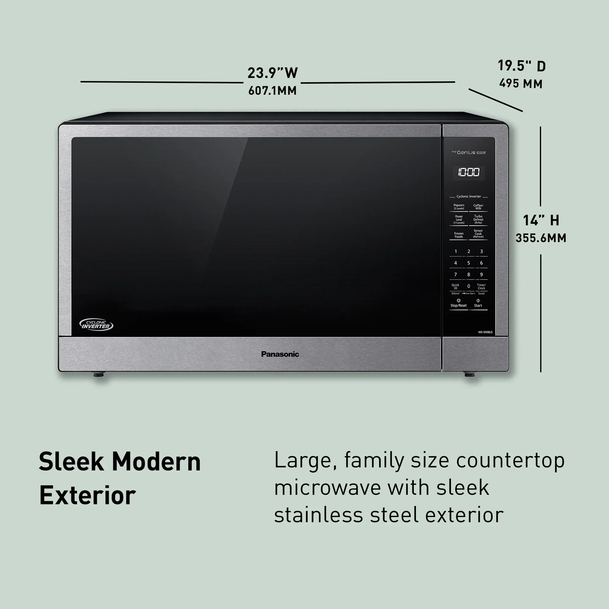 2.2 cu.ft. Cyclonic Wave Inverter Microwave, 1250W - NN-SN98JS