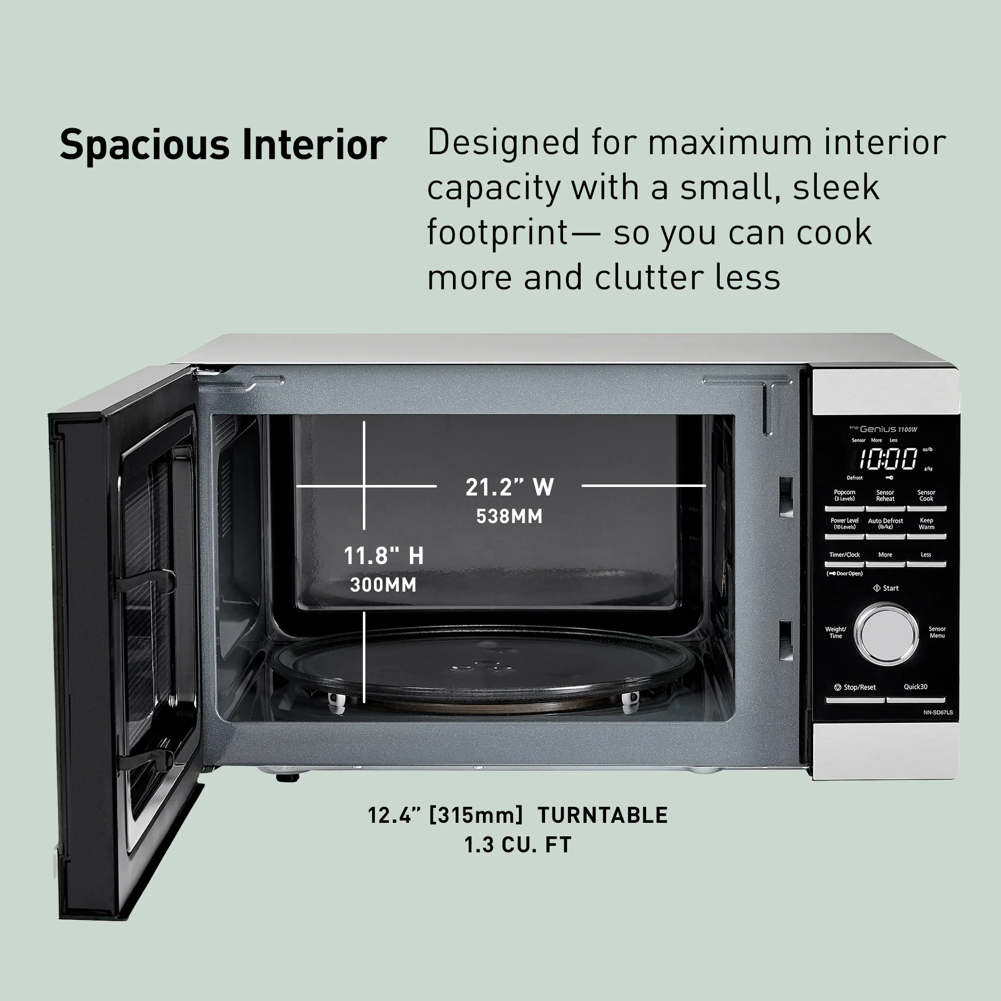 1.3 cu.ft. Genius Sensor Microwave, 1100W - NN-SD67LS