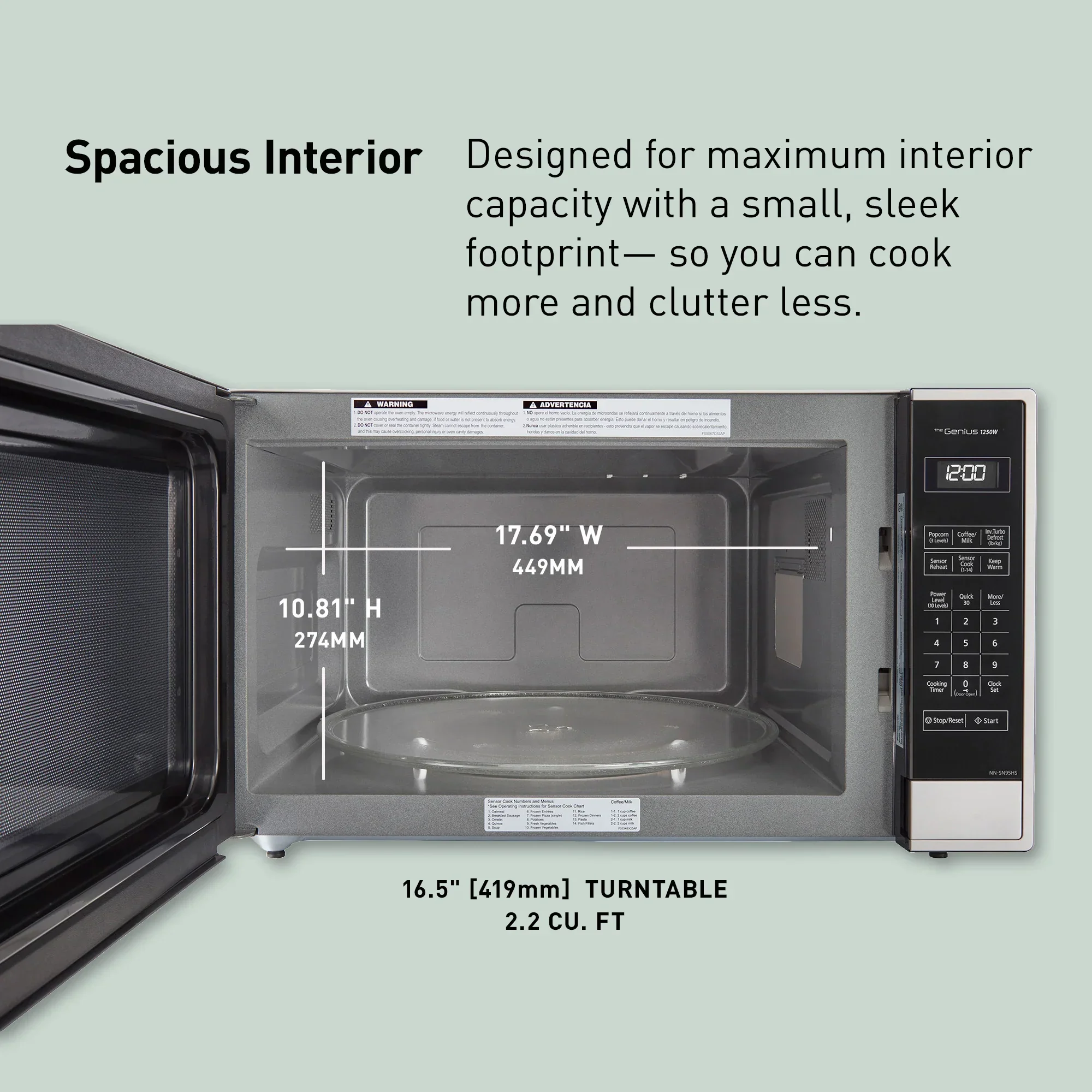 2.2 Cu. Ft. Inverter Microwave 1250W NN-SN95HS